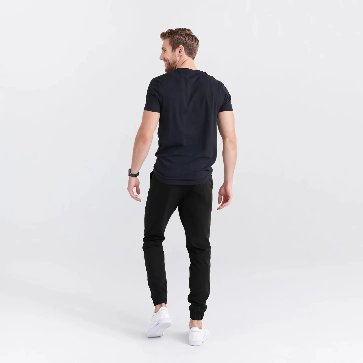 SAXX DropTemp Cooling Cotton Short Sleeve V-Neck Black - SXSV44 BLK
